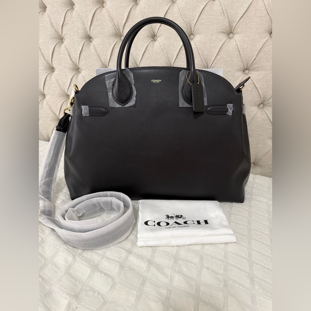 NWT Coach 1941 Empire 48 black leather carryall tote bag $895